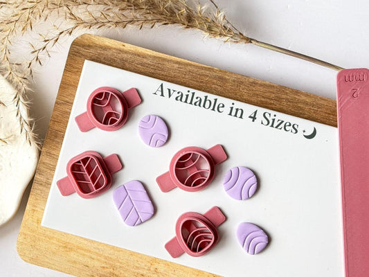 Polymer Clay Stud Cutter Set of 4 - Embossed Absract Cutters - Fabled Cutters