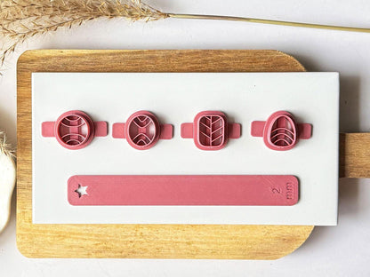 Polymer Clay Stud Cutter Set of 4 - Embossed Absract Cutters - Fabled Cutters