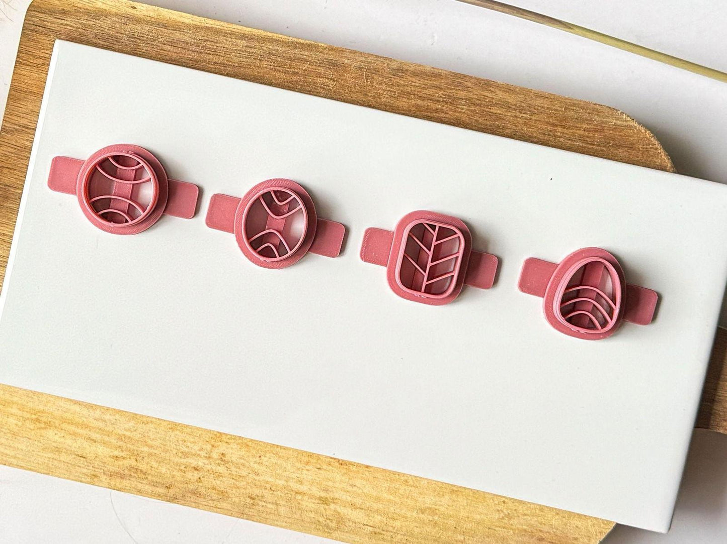 Polymer Clay Stud Cutter Set of 4 - Embossed Absract Cutters - Fabled Cutters
