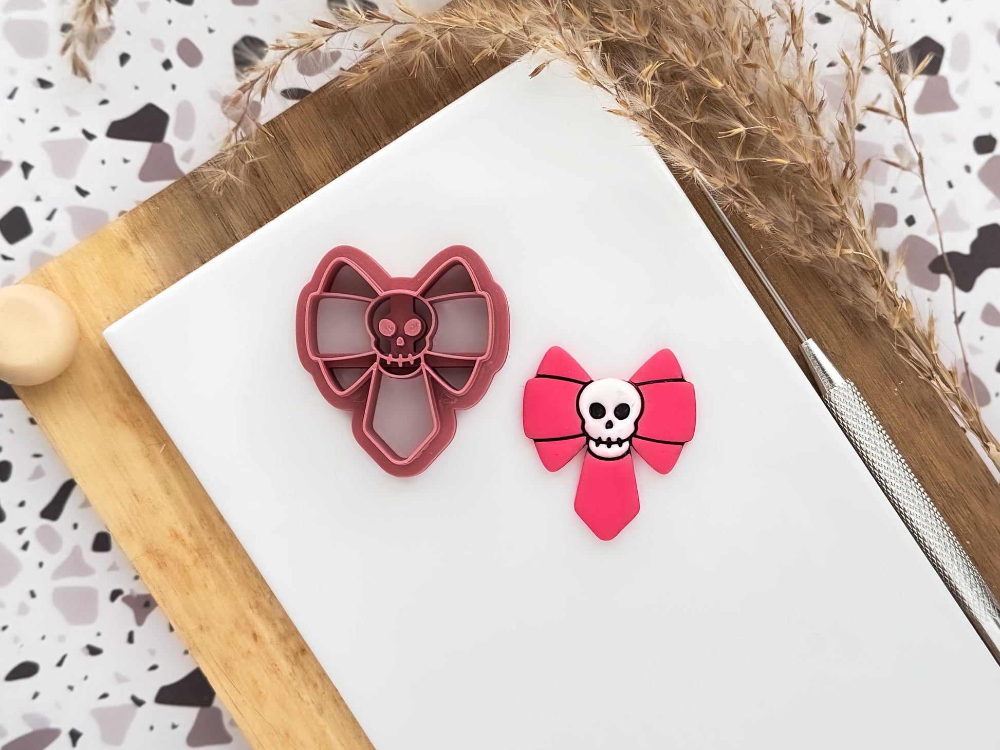 Gothic Bow Clay Cutter 2, Skull Ribbon Polymer Clay And Fondant Tool-Gothic Clay Cutters