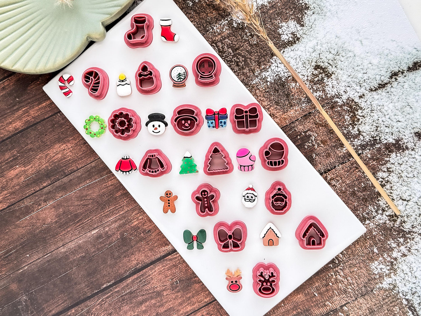Christmas Stud Clay Cutter Set, Small Festive Shapes For Making Polymer Clay Earrings and Fondant Decorations, 1.5 cm-Christmas Clay Cutters