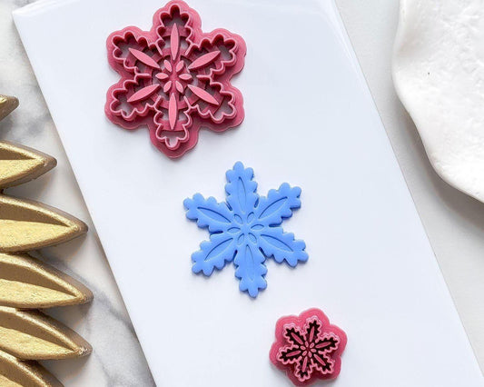 Snowflake Clay Cutter, Debossed shape A - Fabled Cutters