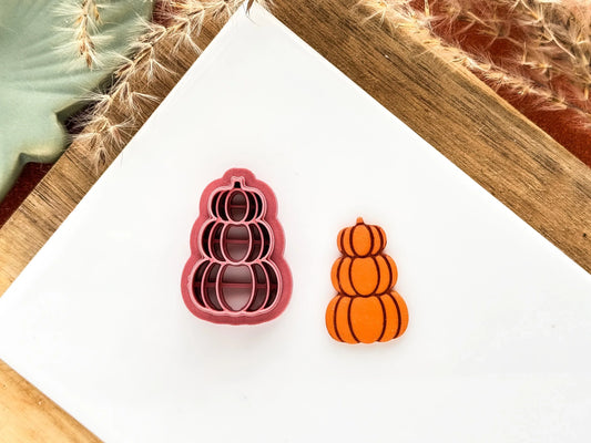 Pumpkin Stack Cutter, triple pumpkin pile cutter for polymer clay and silver clay, UK made-Halloween / Goth Cutters