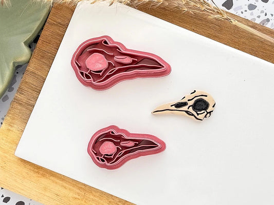 Bird Skull Clay Cutter, gothic style bird cutter for polymer and silver clay, 5 sizes available, Printed in the FC studio-Gothic / Alt Cutters
