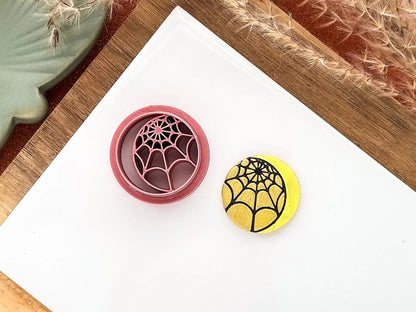 Webbed Moon Clay Cutter, Halloween themed circular cutter for polymer clay and silver clay, UK made-Halloween / Goth Cutters