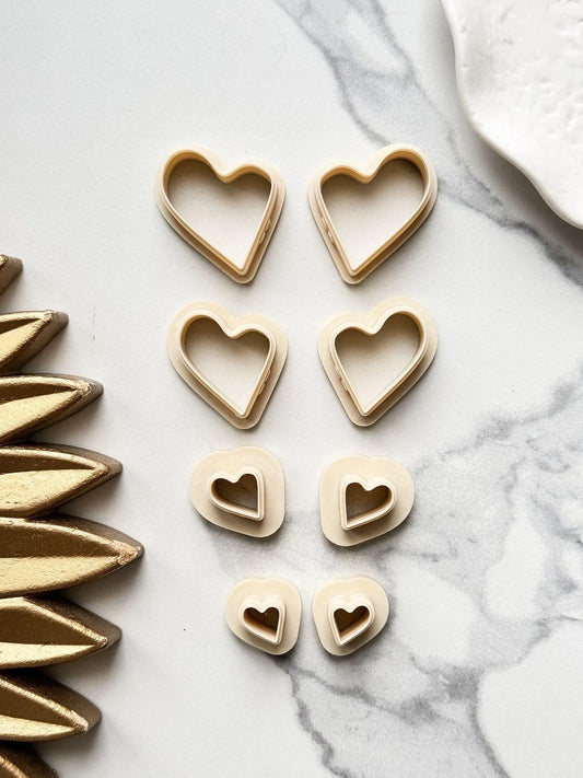 Polymer Clay Heart Cutter Pair, set of 2 mirrored cutters-Romantic Cutters