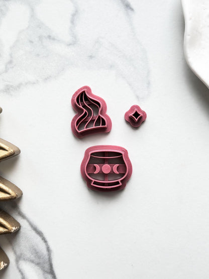 dark matte pink cauldron clay cutter set