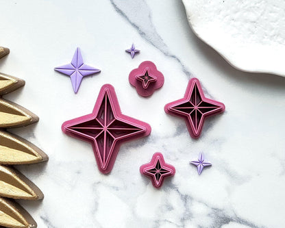 twinkle star polymer clay cutter with imprint lines