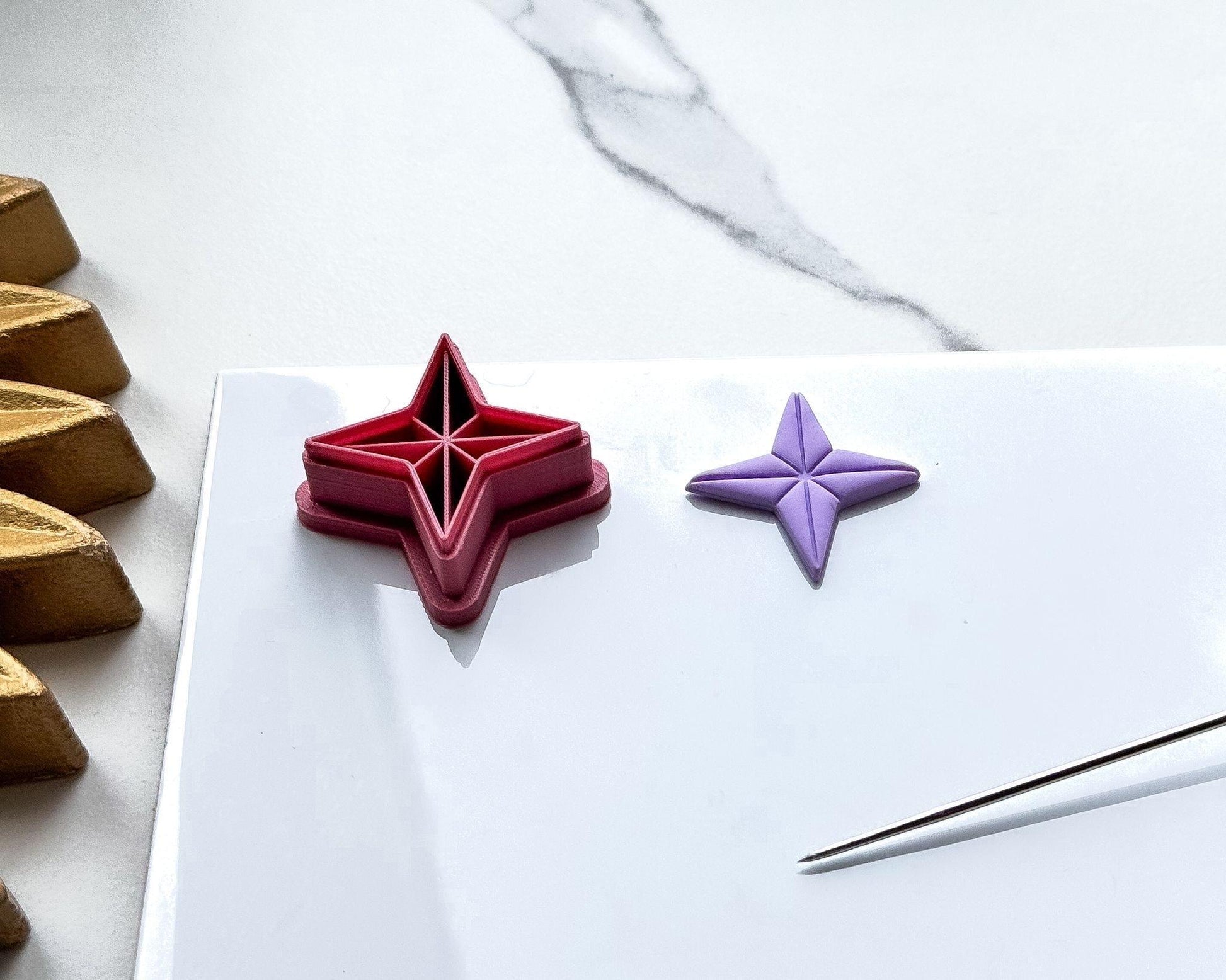 Star Polymer Clay Cutters - 4 Point Star Shape - Galaxy Cutters for Clay artists-Celestial Cutters