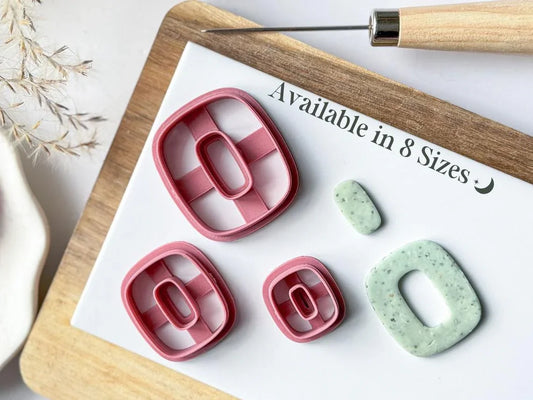 Rectangle donut clay cutter on tile