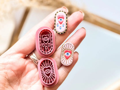 mystical tattoo style oblong clay earring cutters