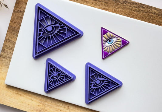 Gothic polymer clay cutter with all seeing eye in pyramid