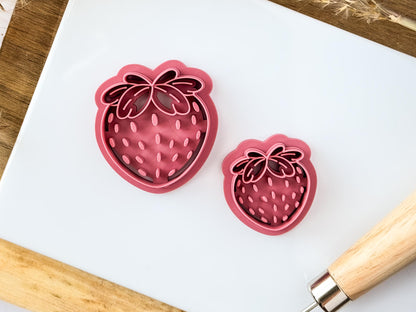 Small and large sizes of summer strawberry cutter for polymer clay