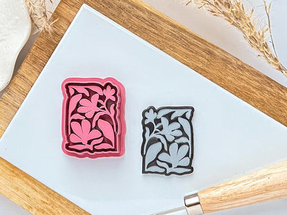 Abstract rectangular floral clay cutter