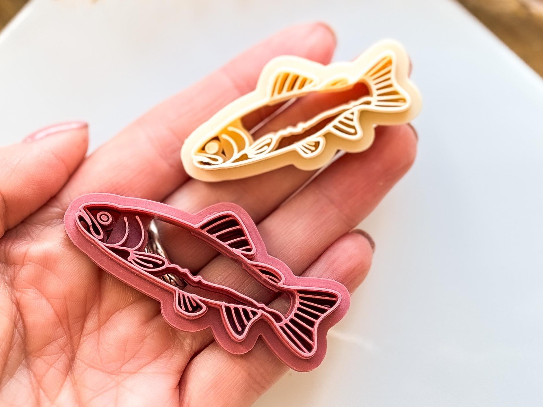 Fish Clay Cutter, long trout shaped imprint cutter for polymer clay, fish earring cutter, various sizes-Animal & Nature Cutters