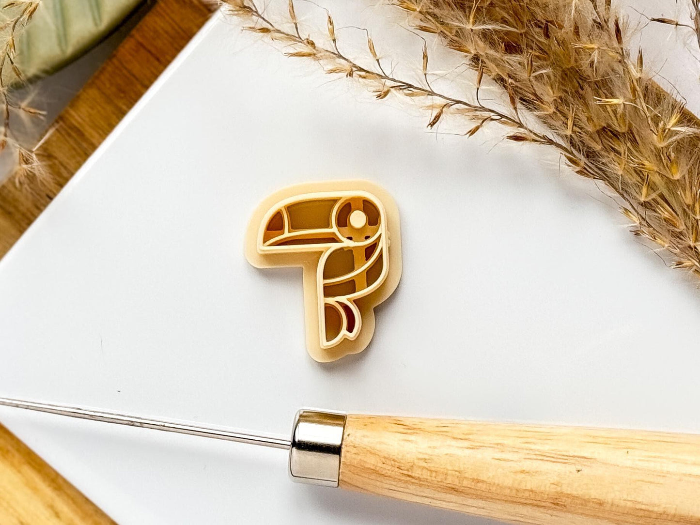 Mirrored Toucan Bird Clay Cutter Set, Tropical cartoon bird shaped all-in-one cutters and stamp for Polymer Clay, Various Sizes, UK Made-Animal & Nature Cutters