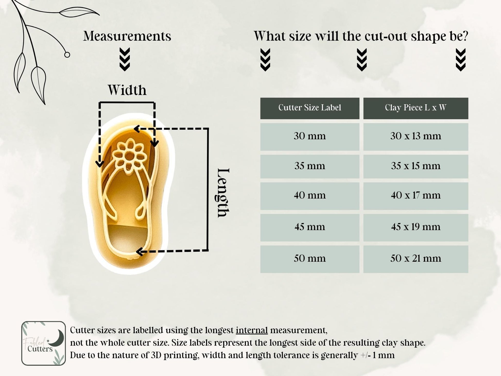 Mirrored Summer Flip Flop Cutters, all-in-one flowery sandal shaped clay cutters for making summer beach themed designs. Various sizes!-Summer Cutters