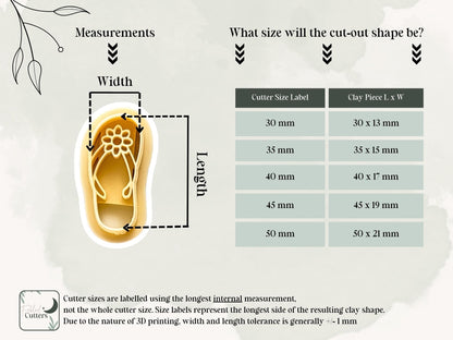Mirrored Summer Flip Flop Cutters, all-in-one flowery sandal shaped clay cutters for making summer beach themed designs. Various sizes!-Summer Cutters