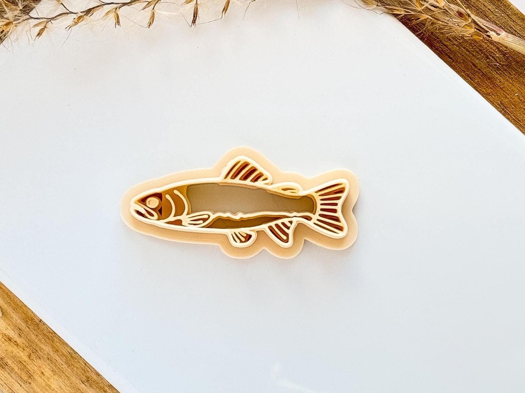 Fish Clay Cutter, long trout shaped imprint cutter for polymer clay, fish earring cutter, various sizes-Animal & Nature Cutters