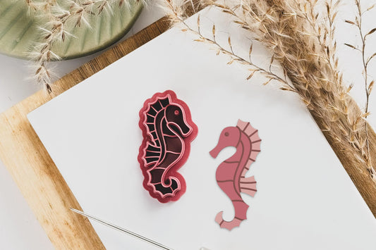 Seahorse Clay Cutter with detailed fin imprint lines