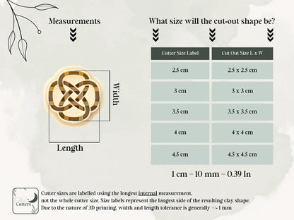 Celtic Knot Clay Cutter, all-in-one circular Dara Knot cutter for use with polymer and silver clay, various sizes.-Basic Cutters