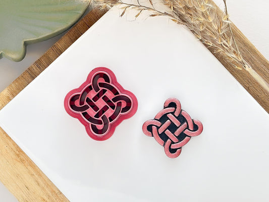 Celtic knot circular clay cutter with intricate knot lines