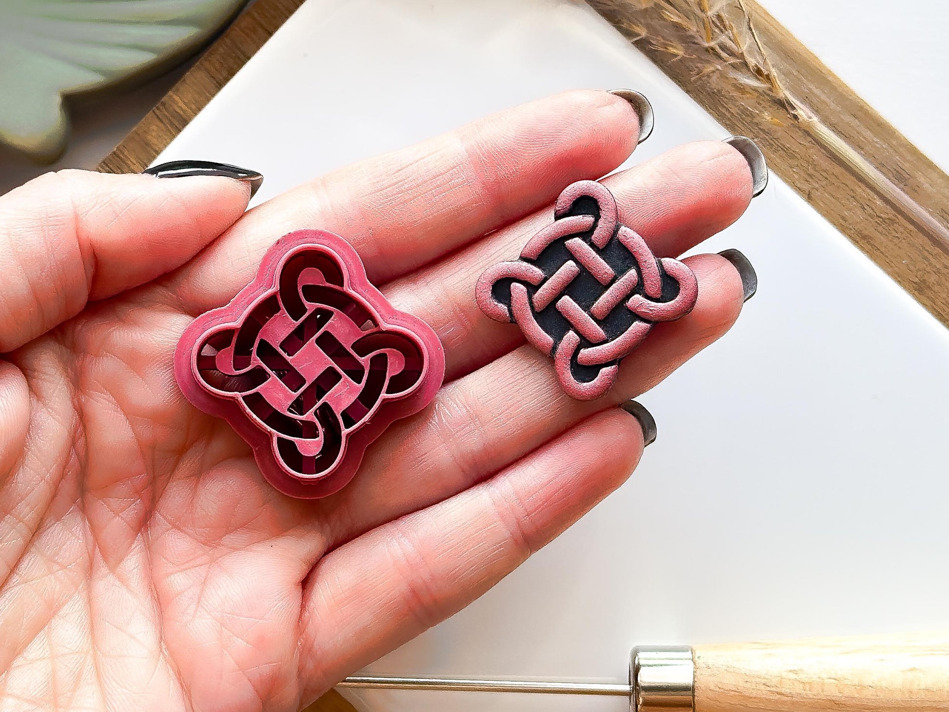 Celtic Knot Clay Cutter, all-in-one circular quarternary style cutter for use with polymer and silver clay, various sizes.-Basic Cutters