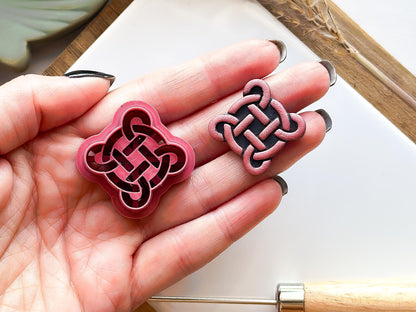 Celtic Knot Clay Cutter, all-in-one circular quarternary style cutter for use with polymer and silver clay, various sizes.-Basic Cutters