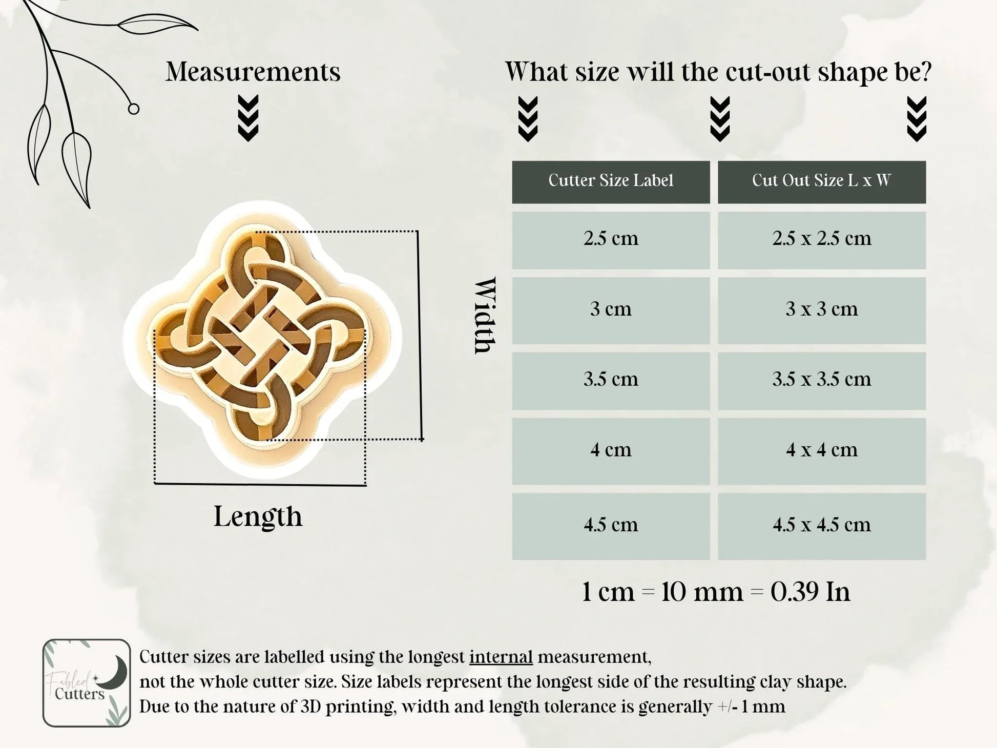 Celtic Knot Clay Cutter, all-in-one circular quarternary style cutter for use with polymer and silver clay, various sizes.-Basic Cutters