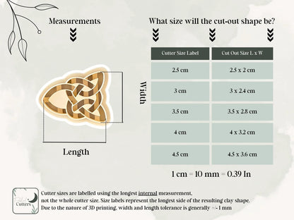 Celtic Knot Clay Cutter, all-in-one triangular shaped cutter for use with polymer and silver clay, various sizes.-Basic Cutters