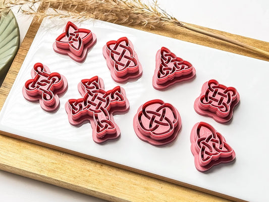 Celtic Knot Clay Cutter Set, 8 cutter set for use with polymer clay and silver clay, various sizes.-Basic Cutters