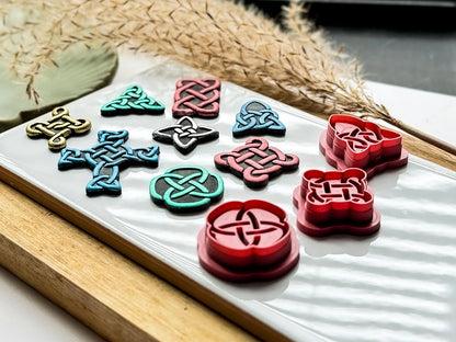 Celtic Knot Clay Cutter Set, 8 cutter set for use with polymer clay and silver clay, various sizes.-Basic Cutters