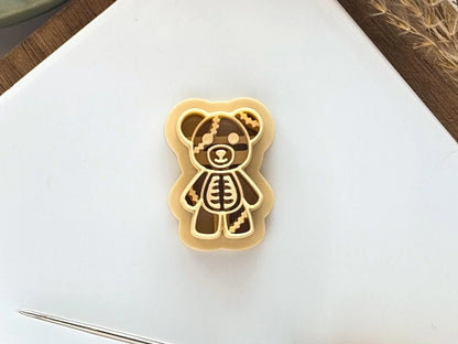Spooky Teddy Bear Clay Cutter, detailed zombie bear shaped cutter for polymer clay-Gothic / Alt Cutters