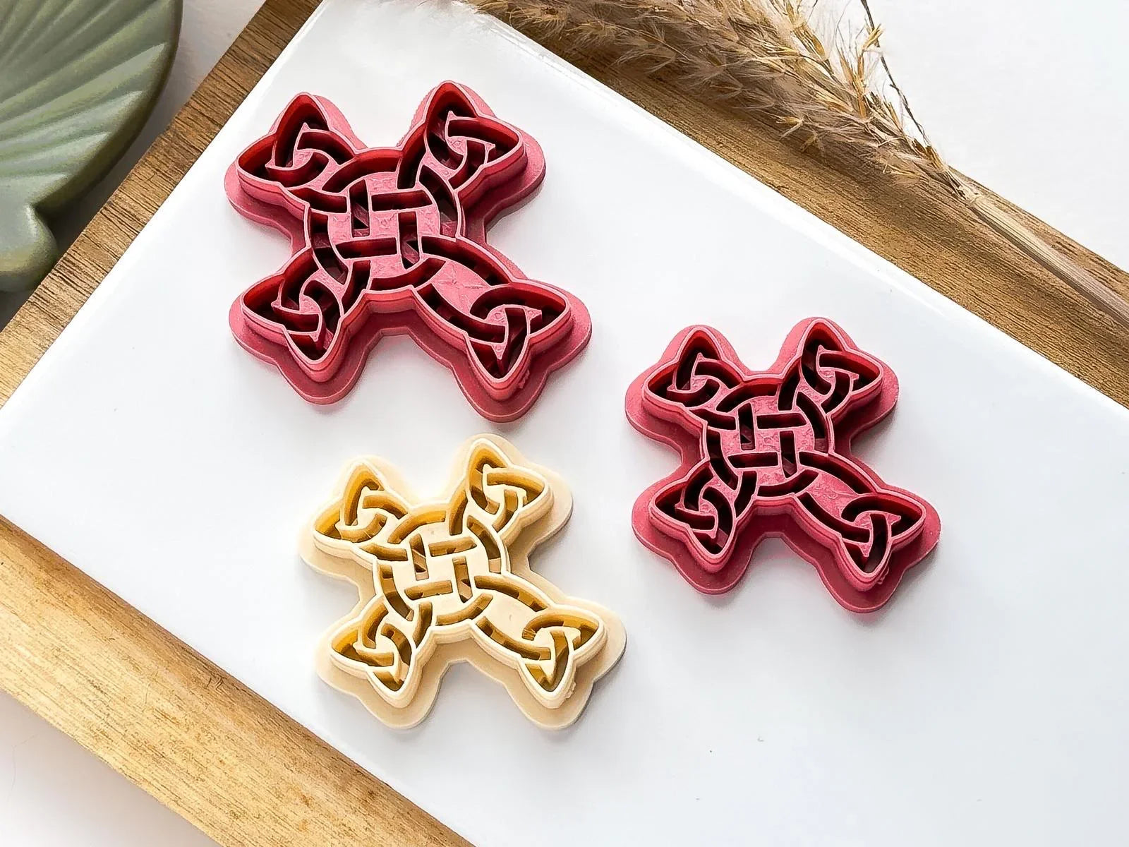 Celtic Cross Clay Cutter, all-in-one cross knot shaped cutter for use with polymer and silver clay, various sizes.-Basic Cutters
