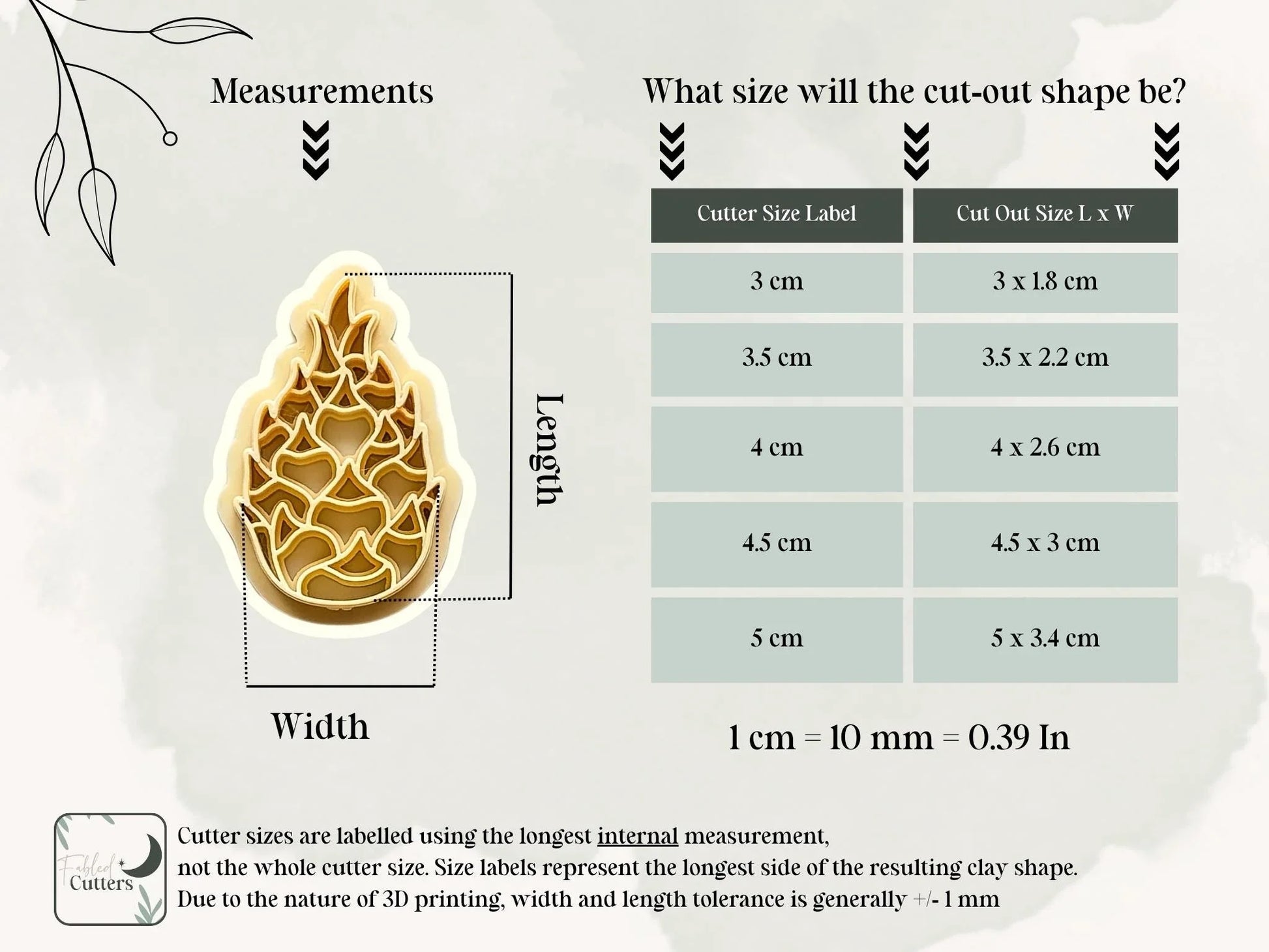 Dragon Fruit Clay Cutter, exotic fruit shaped cutter for clay, tropical fruit clay cutter, 5 sizes to choose from, Made in the UK-Food Themed Cutters