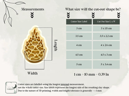 Dragon Fruit Clay Cutter, exotic fruit shaped cutter for clay, tropical fruit clay cutter, 5 sizes to choose from, Made in the UK-Food Themed Cutters