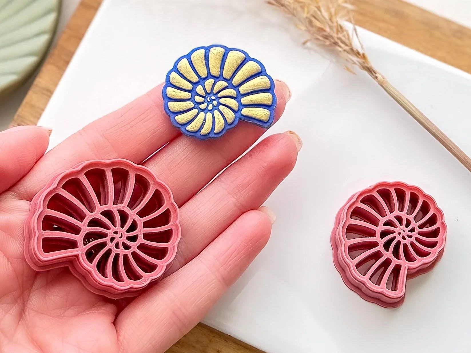 Shell Clay Cutter, snail shell or ammonite fossil shaped cutter for polymer clay and silver clay, various sizes available-Summer Cutters