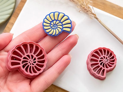 Shell Clay Cutter, snail shell or ammonite fossil shaped cutter for polymer clay and silver clay, various sizes available-Summer Cutters