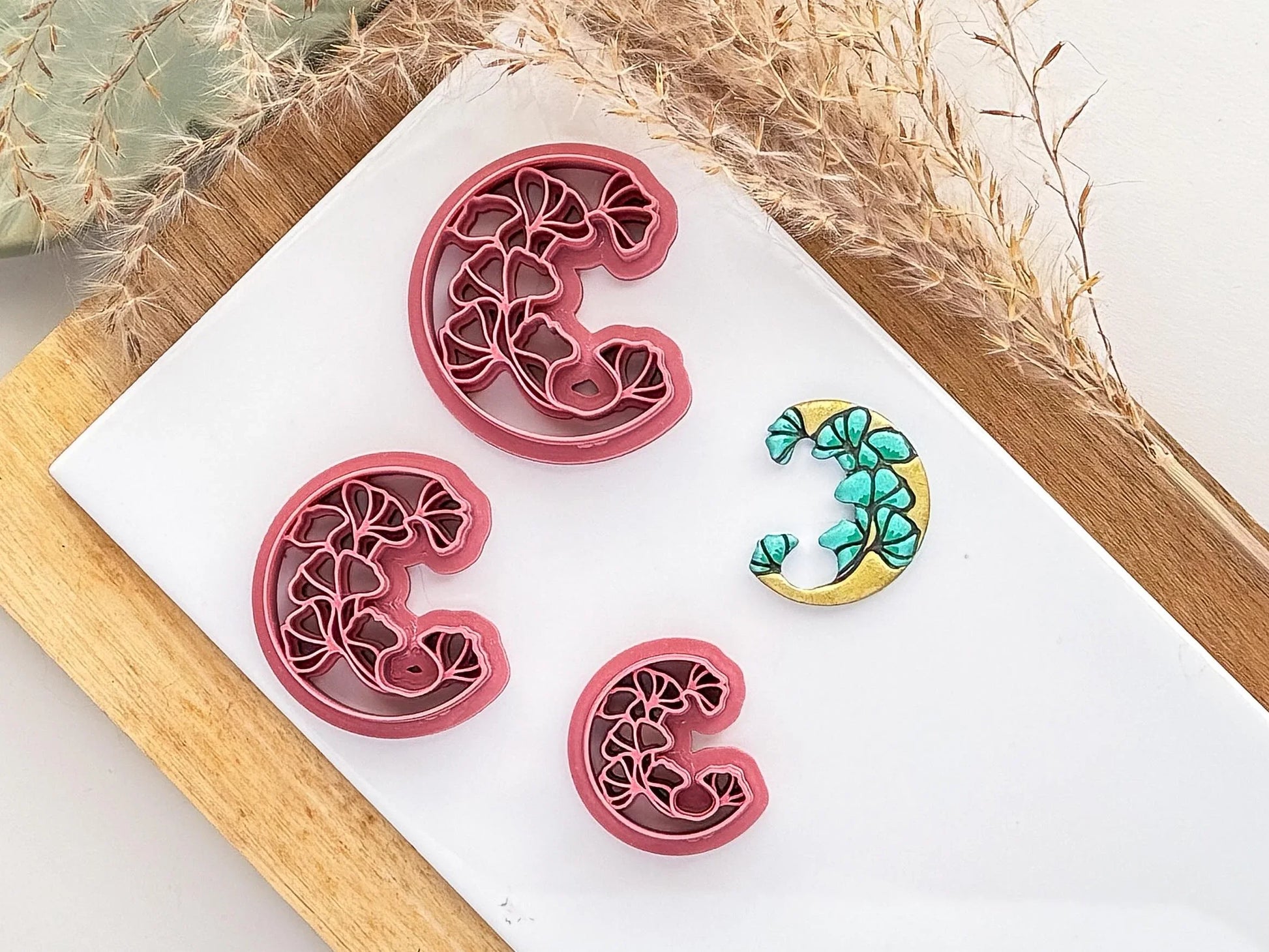 Moon Vine Clay Cutter, leafy imprint all-in-one clay cutter and stamp for celestial clay designs, 5 Sizes available - UK Made-Celestial Cutters