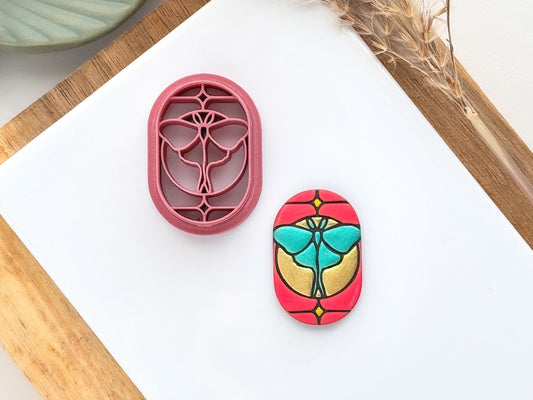 Moth Frame Clay Cutter, stained glass effect luna moth cutter for polymer clay and silver clay, various sizes available, made in the UK-Animal & Nature Cutters