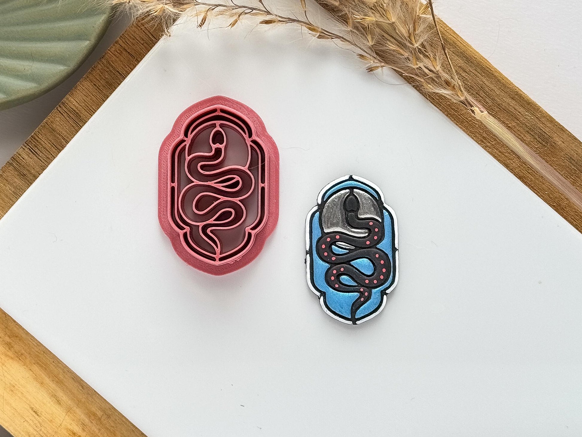 Celestial Clay Cutter set, stained glass effect moth, snake and butterfly cutters for polymer clay and silver clay, UK made-Animal & Nature Cutters