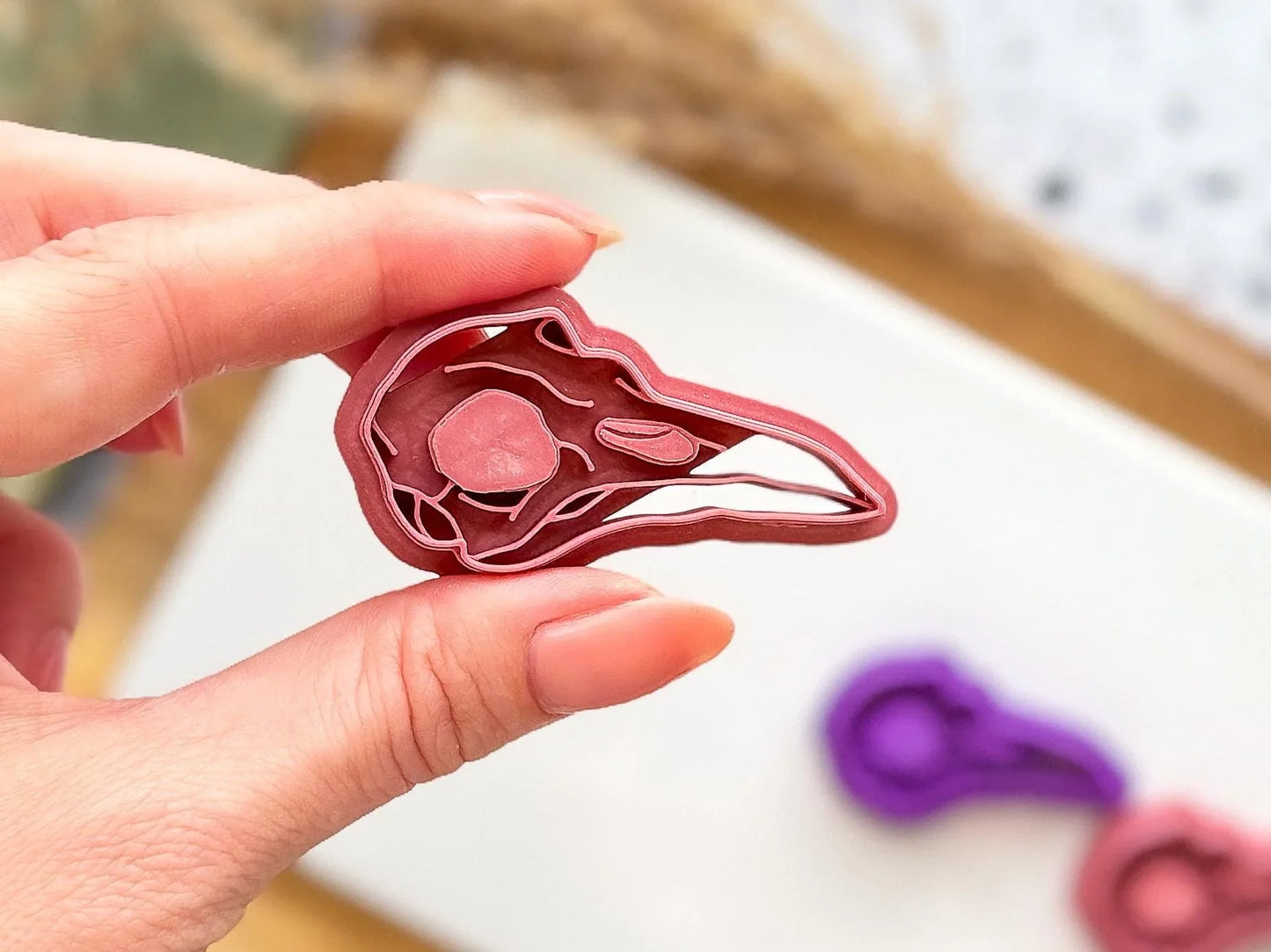 Bird Skull Clay Cutter, gothic style bird cutter for polymer and silver clay, 5 sizes available, Printed in the FC studio-Gothic / Alt Cutters