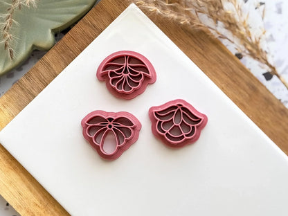 Flower Clay Cutter Set, art deco sytle set of 3 cutters for polymer and silver clay, printed in the FC studio-Floral Cutters