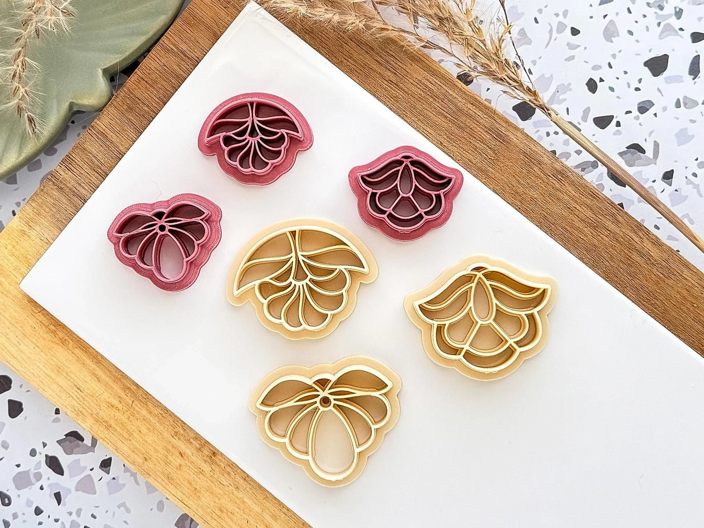 Flower Clay Cutter Set, art deco sytle set of 3 cutters for polymer and silver clay, printed in the FC studio-Floral Cutters