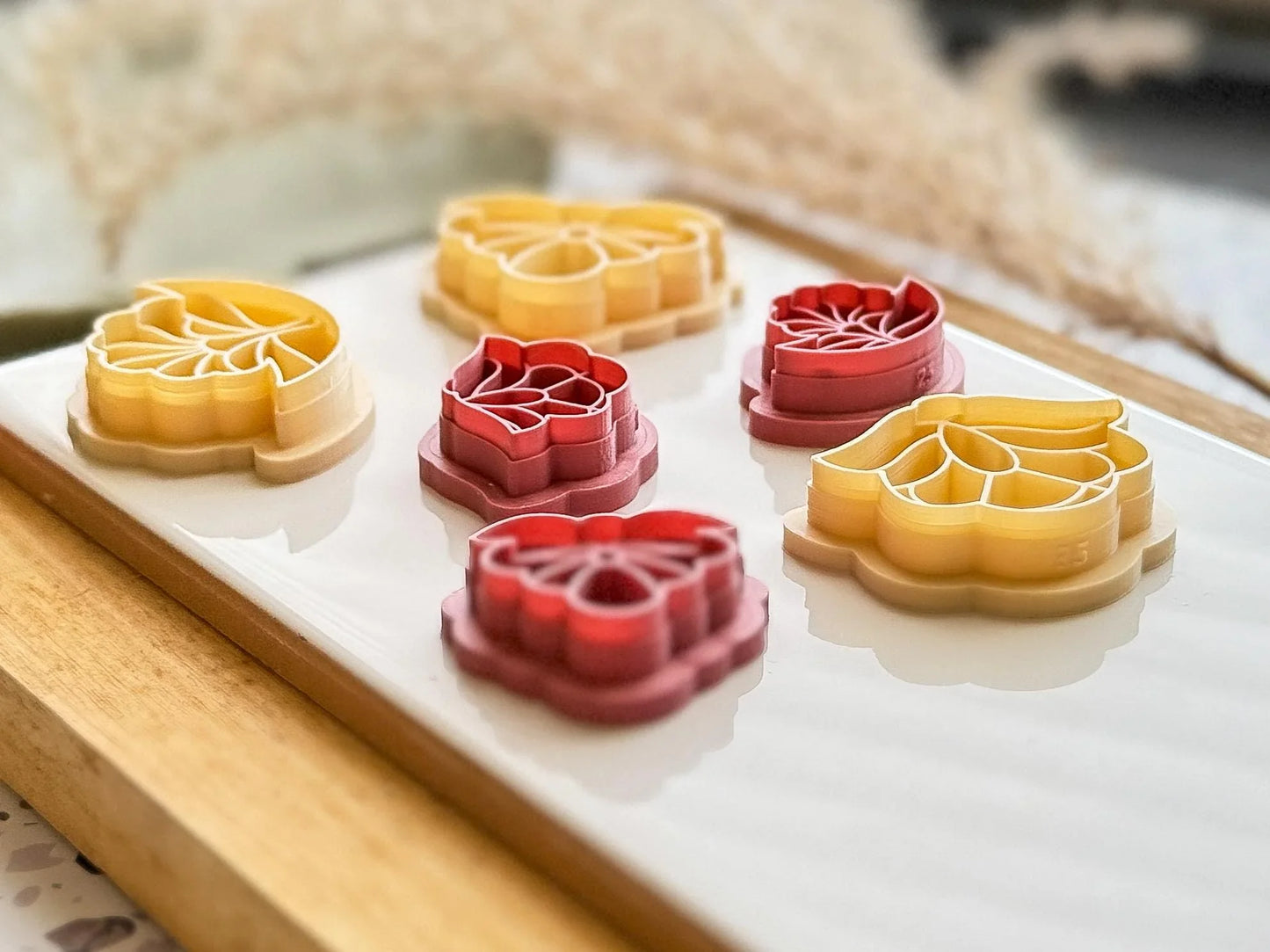 Flower Clay Cutter Set, art deco sytle set of 3 cutters for polymer and silver clay, printed in the FC studio-Floral Cutters