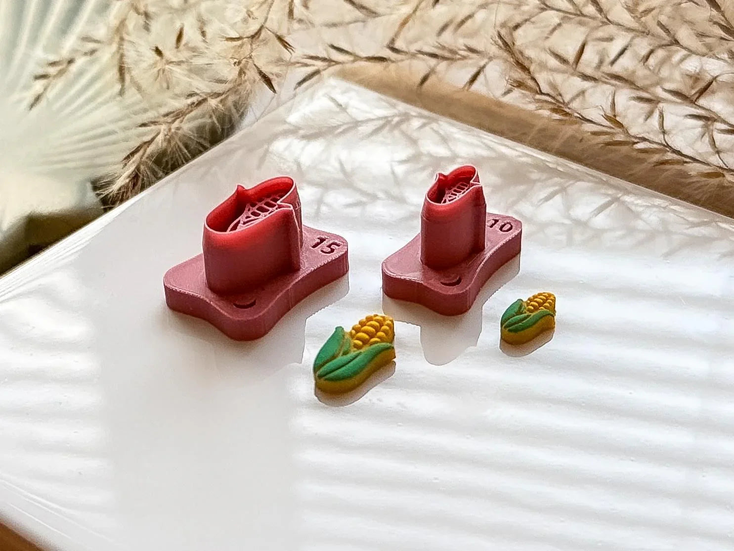 Micro corn clay cutter, 1.5 & 1 cm mini maize shaped cutters for polymer clay and silver clay, UK made-Micro Clay Cutters