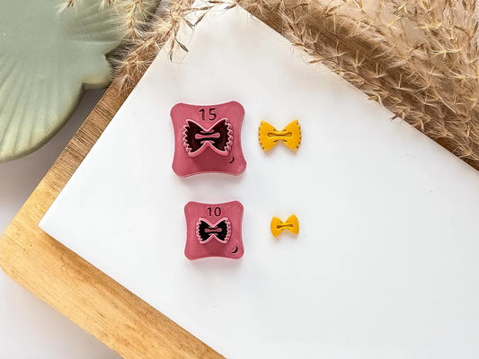 Micro bow pasta clay cutter, 1.5 & 1 cm mini pasta shaped cutters for polymer clay and silver clay, UK made-Micro Clay Cutters