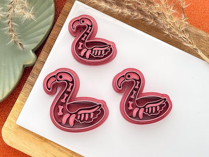 Haloween Flamingo Clay Cutter, skeleton flamingo cutter for polymer and silver clay, printed in the FC studio-Gothic / Alt Cutters