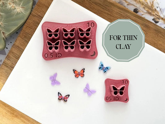 mini butterfly clay cutter with very thin clay cut out pieces