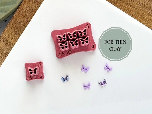 Tiny butterfly clay cutter set for very thin clay